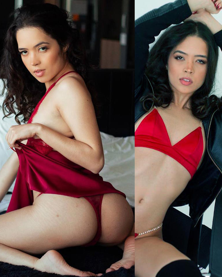 Mel Bertoja de lingerie vermelha acompanhante e criadora de conteúdos mais 18 na internet